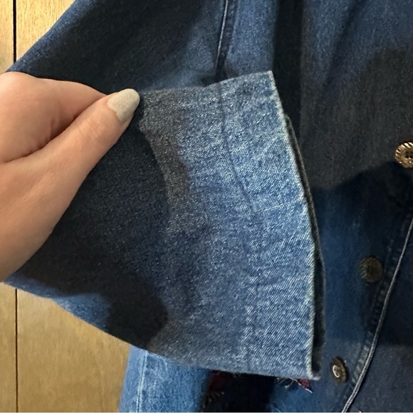 Vintage Holiday Lodge Embroidered Beaded Cardinals Button Jean Jacket Sz XL - Picture 6 of 11